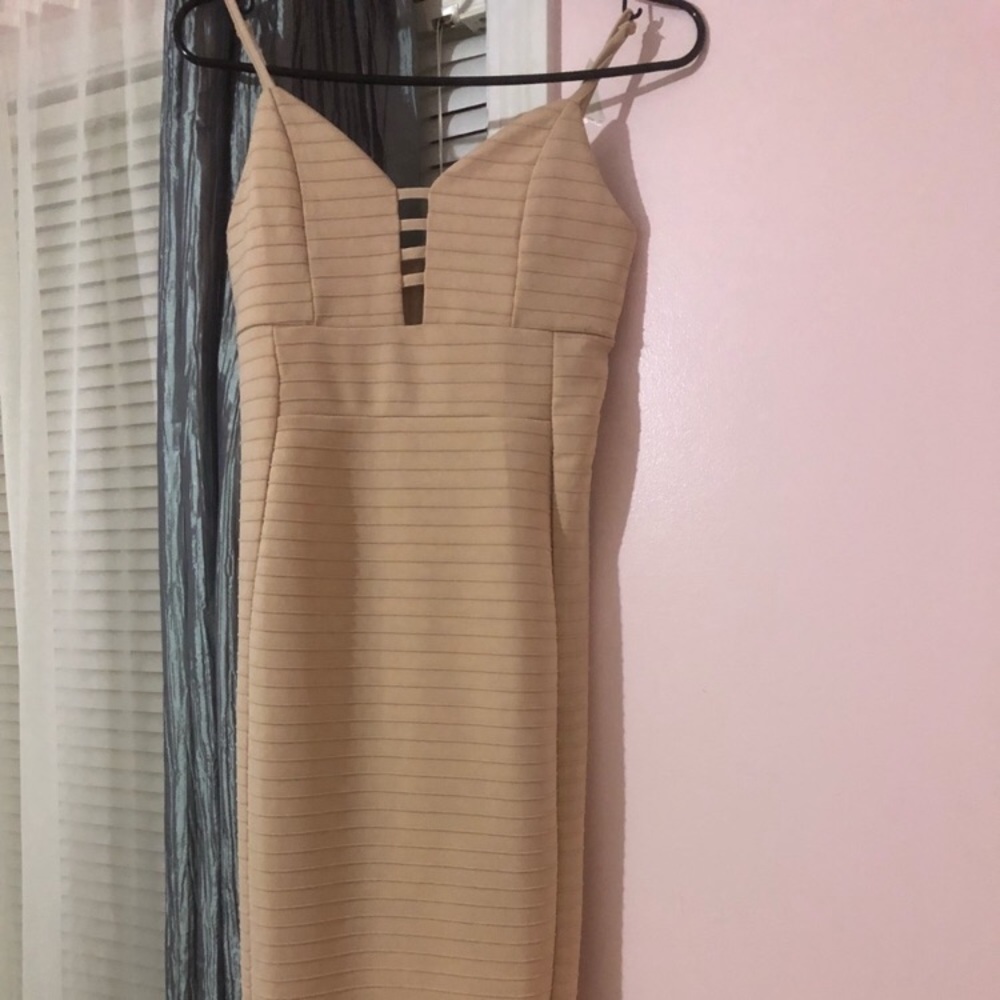 Nude textured midi dress